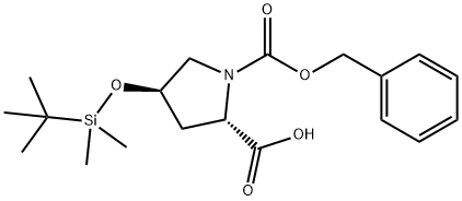 (2S,4R)-1-((benzyloxy)carbonyl)-4-((tert-butyldimethylsilyl)oxy)pyrrolidine-2-carboxylic acid 结构式