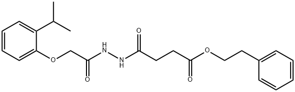 2-phenylethyl 4-{2-[(2-isopropylphenoxy)acetyl]hydrazino}-4-oxobutanoate 结构式