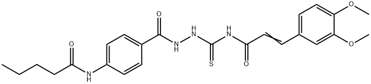 3-(3,4-dimethoxyphenyl)-N-({2-[4-(pentanoylamino)benzoyl]hydrazino}carbonothioyl)acrylamide 结构式