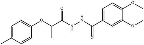 3,4-dimethoxy-N'-[2-(4-methylphenoxy)propanoyl]benzohydrazide 结构式