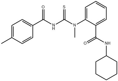 N-cyclohexyl-2-(methyl{[(4-methylbenzoyl)amino]carbonothioyl}amino)benzamide 结构式