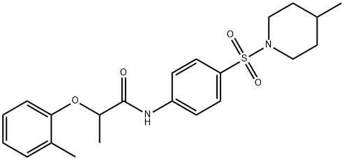 2-(2-methylphenoxy)-N-[4-(4-methylpiperidin-1-yl)sulfonylphenyl]propanamide 结构式