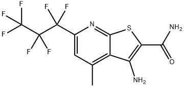 3-氨基-6-(七氟丙基)-4-甲基噻吩并[2,3-B]吡啶-2-甲酰胺 结构式