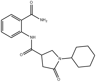 N-(2-carbamoylphenyl)-1-cyclohexyl-5-oxopyrrolidine-3-carboxamide 结构式