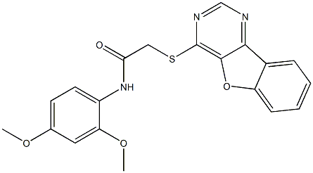 2-(苯并呋喃并[3,2-D]嘧啶-4-基硫基)-N-(2,4-二甲氧基苯基)乙酰胺 结构式