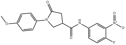 N-(4-fluoro-3-nitrophenyl)-1-(4-methoxyphenyl)-5-oxopyrrolidine-3-carboxamide 结构式