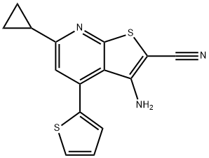 3-amino-6-cyclopropyl-4-thiophen-2-ylthieno[2,3-b]pyridine-2-carbonitrile 结构式