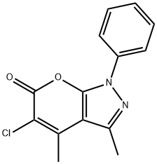 PYRANO[2,3-C]PYRAZOL-6(1H)-ONE,5-CHLORO-3,4-DIMETHYL-1-PHENYL- 结构式