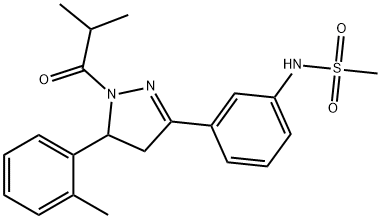 N-(3-(1-isobutyryl-5-(o-tolyl)-4,5-dihydro-1H-pyrazol-3-yl)phenyl)methanesulfonamide 结构式