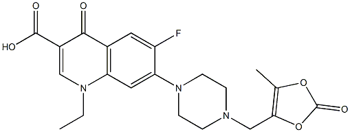 1-ethyl-6-fluoro-7-[4-[(5-methyl-2-oxo-1,3-dioxol-4-yl)methyl]piperazin-1-yl]-4-oxo-quinoline-3-carboxylic acid 结构式