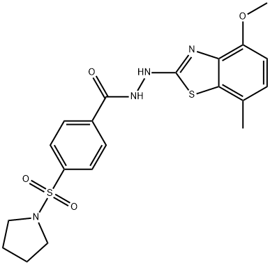 N-(4-methoxy-7-methylbenzo[d]thiazol-2-yl)-4-(pyrrolidin-1-ylsulfonyl)benzohydrazide 结构式