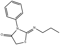 (Z)-3-苯基-2-(丙基亚氨基)噻唑烷-4-酮 结构式