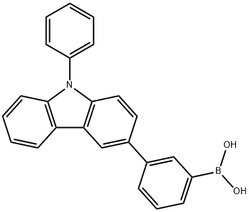3-(9-苯基-9H-咔唑-3-基)苯基硼酸 结构式