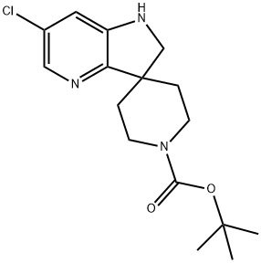 TERT-BUTYL 6-CHLORO-1,2-DIHYDROSPIRO[PIPERIDINE-4,3-PYRROLO[3,2-B]PYRIDINE]-1-CARBOXYLATE 结构式