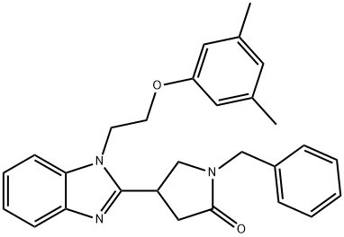 1-benzyl-4-(1-(2-(3,5-dimethylphenoxy)ethyl)-1H-benzo[d]imidazol-2-yl)pyrrolidin-2-one 结构式