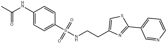 N-(4-(N-(2-(2-(pyridin-3-yl)thiazol-4-yl)ethyl)sulfamoyl)phenyl)acetamide 结构式