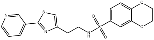 N-(2-(2-(pyridin-3-yl)thiazol-4-yl)ethyl)-2,3-dihydrobenzo[b][1,4]dioxine-6-sulfonamide 结构式