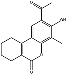 2-Acetyl-3-hydroxy-4-methyl-7,8,9,10-tetrahydro-benzo[c]chromen-6-one 结构式