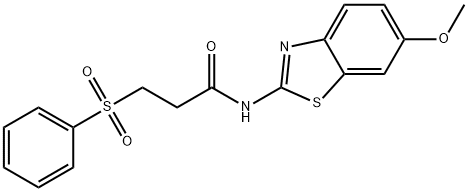 N-(6-methoxy-1,3-benzothiazol-2-yl)-3-(phenylsulfonyl)propanamide 结构式