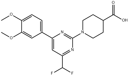 1-(4-(二氟甲基)-6-(3,4-二甲氧基苯基)嘧啶-2-基)哌啶-4-羧酸 结构式