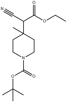 4-(1-氰基-2-乙氧基-2-氧乙基)-4-甲基哌啶-1-羧酸叔丁酯 结构式