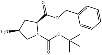 1,2-Pyrrolidinedicarboxylic acid, 4-amino-, 1-(1,1-dimethylethyl) 2-(phenylmethyl) ester, (2S,4S)- 结构式