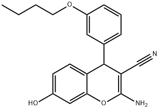 2-amino-4-(3-butoxyphenyl)-7-hydroxy-4H-chromene-3-carbonitrile 结构式