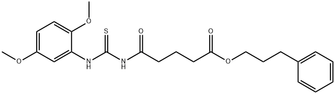 3-phenylpropyl 5-({[(2,5-dimethoxyphenyl)amino]carbonothioyl}amino)-5-oxopentanoate 结构式