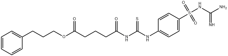 3-phenylpropyl 5-[({[4-({[amino(imino)methyl]amino}sulfonyl)phenyl]amino}carbonothioyl)amino]-5-oxopentanoate 结构式