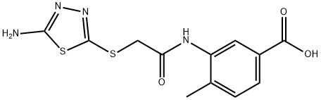 3-({[(5-amino-1,3,4-thiadiazol-2-yl)sulfanyl]acetyl}amino)-4-methylbenzoic acid 结构式