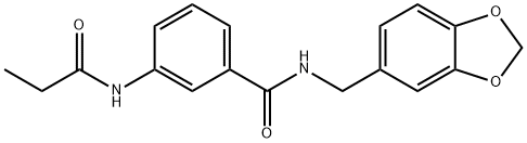 N-(1,3-benzodioxol-5-ylmethyl)-3-(propanoylamino)benzamide 结构式