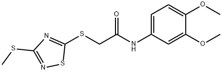 N-(3,4-dimethoxyphenyl)-2-{[3-(methylsulfanyl)-1,2,4-thiadiazol-5-yl]sulfanyl}acetamide 结构式