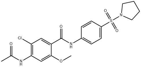 4-(acetylamino)-5-chloro-2-methoxy-N-[4-(pyrrolidin-1-ylsulfonyl)phenyl]benzamide 结构式