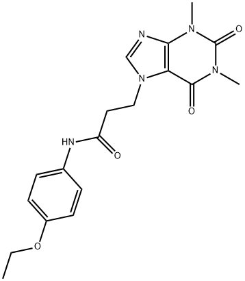 3-(1,3-dimethyl-2,6-dioxopurin-7-yl)-N-(4-ethoxyphenyl)propanamide 结构式