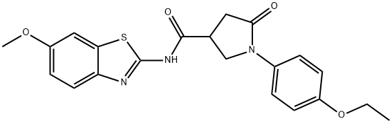 1-(4-ethoxyphenyl)-N-(6-methoxy-1,3-benzothiazol-2-yl)-5-oxopyrrolidine-3-carboxamide 结构式