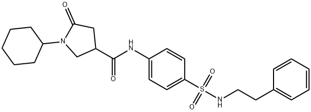 1-cyclohexyl-5-oxo-N-{4-[(2-phenylethyl)sulfamoyl]phenyl}pyrrolidine-3-carboxamide 结构式