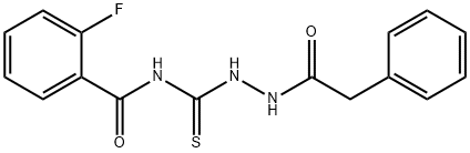 2-fluoro-N-{[2-(phenylacetyl)hydrazino]carbonothioyl}benzamide 结构式