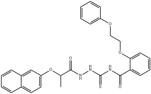 N-({2-[2-(2-naphthyloxy)propanoyl]hydrazino}carbonothioyl)-2-(2-phenoxyethoxy)benzamide 结构式