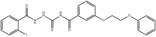 N-{[2-(2-iodobenzoyl)hydrazino]carbonothioyl}-3-(2-phenoxyethoxy)benzamide 结构式