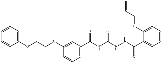 N-({2-[2-(allyloxy)benzoyl]hydrazino}carbonothioyl)-3-(2-phenoxyethoxy)benzamide 结构式