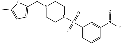 1-[(5-methylfuran-2-yl)methyl]-4-(3-nitrophenyl)sulfonylpiperazine 结构式