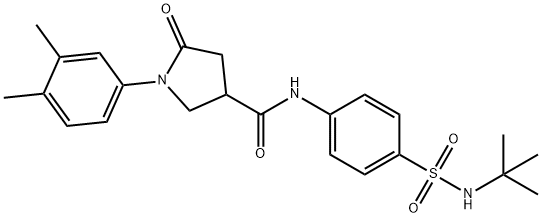 N-[4-(tert-butylsulfamoyl)phenyl]-1-(3,4-dimethylphenyl)-5-oxopyrrolidine-3-carboxamide 结构式