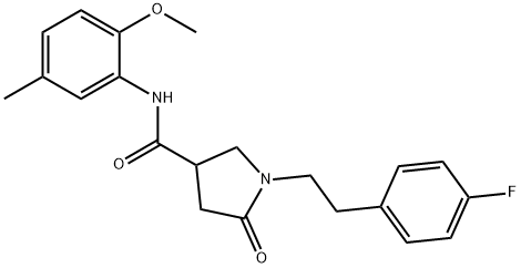 1-[2-(4-fluorophenyl)ethyl]-N-(2-methoxy-5-methylphenyl)-5-oxopyrrolidine-3-carboxamide 结构式