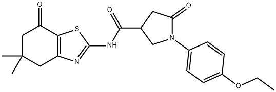 N-(5,5-dimethyl-7-oxo-4,6-dihydro-1,3-benzothiazol-2-yl)-1-(4-ethoxyphenyl)-5-oxopyrrolidine-3-carboxamide 结构式