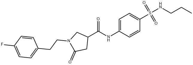 1-[2-(4-fluorophenyl)ethyl]-5-oxo-N-[4-(propylsulfamoyl)phenyl]pyrrolidine-3-carboxamide 结构式