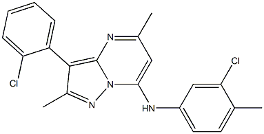 N-(3-chloro-4-methylphenyl)-3-(2-chlorophenyl)-2,5-dimethylpyrazolo[1,5-a]pyrimidin-7-amine 结构式