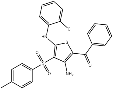 [3-amino-5-(2-chloroanilino)-4-(4-methylphenyl)sulfonylthiophen-2-yl]-phenylmethanone 结构式