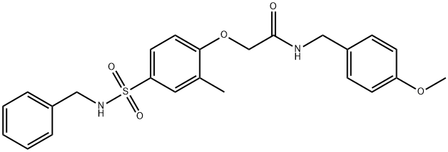 2-[4-(benzylsulfamoyl)-2-methylphenoxy]-N-(4-methoxybenzyl)acetamide 结构式