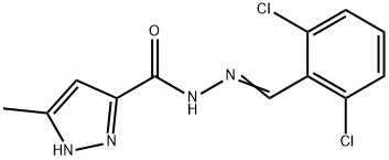 (E)-N-(2,6-dichlorobenzylidene)-3-methyl-1H-pyrazole-5-carbohydrazide 结构式