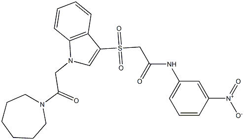 2-[1-[2-(azepan-1-yl)-2-oxoethyl]indol-3-yl]sulfonyl-N-(3-nitrophenyl)acetamide 结构式